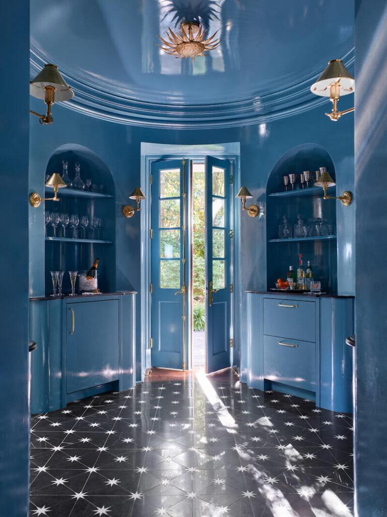 Blue bar room designed by Blake Segars Atlanta
